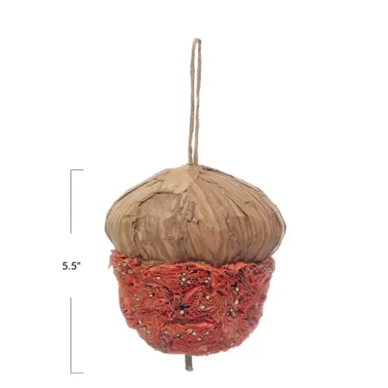Hello Honey&reg; 5.5" Orange Cornhusk Acorn Ornament {4}