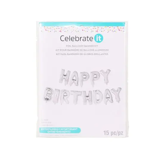 Happy Birthday Silver Foil Balloon Banner Kit By Celebrate It&trade; {5}