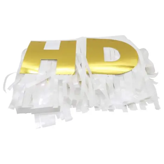 6.5ft. Gold & White Happy Birthday Fringe Banner by Celebrate It&trade; {4}