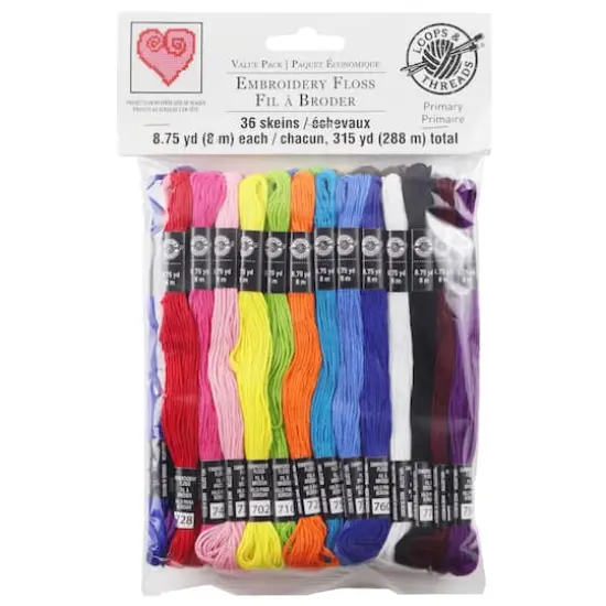 Primary Embroidery Floss by Loops & Threads&trade;, 36ct. {6}