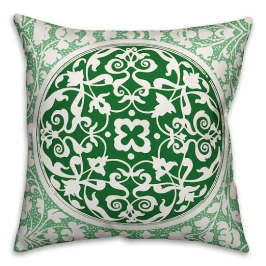 Green Irish Medallion Throw Pillow {1}