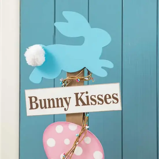 Glitzhome&reg; 35.5" Easter Wooden Bunny & Eggs Porch D&eacute;cor {4}