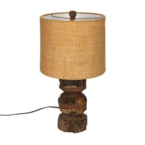 Hello Honey&reg; 24" Natural & Gold Colored Reclaimed Wood Table Lamp with Jute Shade {1}