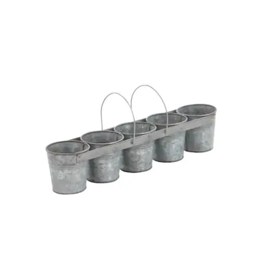 Gray Metal Farmhouse 5-Pot Planter {4}