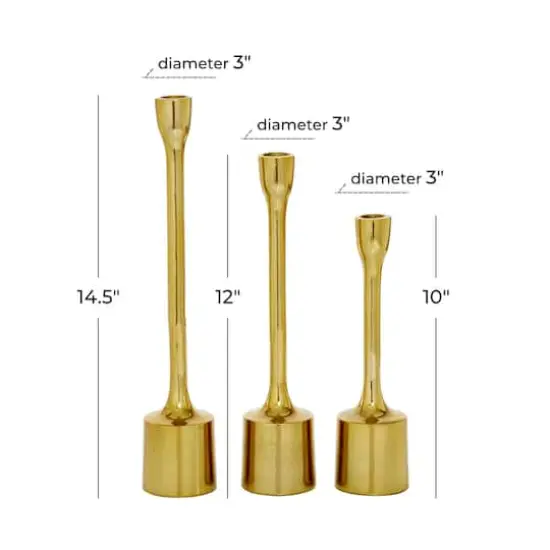CosmoLiving by Cosmopolitan Set of 3 Gold Candle Holder 14", 12", 10" {6}