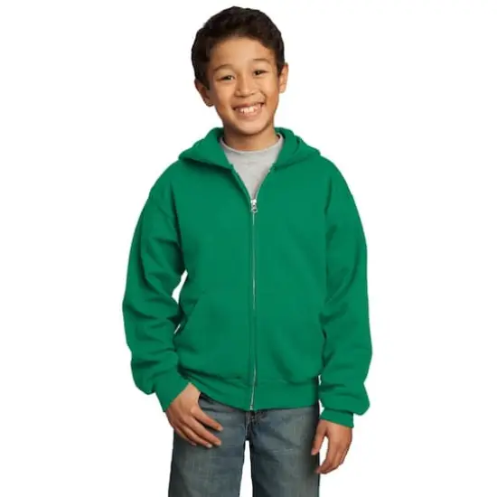 Port & Company® Youth Core Fleece Full-Zip Hooded Sweatshirt Kelly {4}