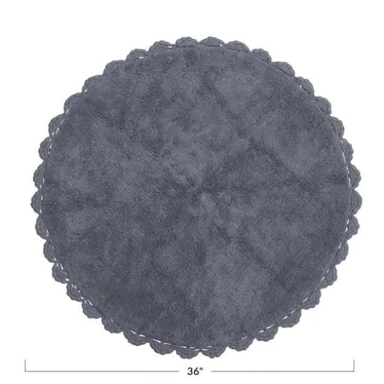 Hello Honey&reg; Cotton Tufted Rug with Crocheted and Scalloped Trim, Grey {3}