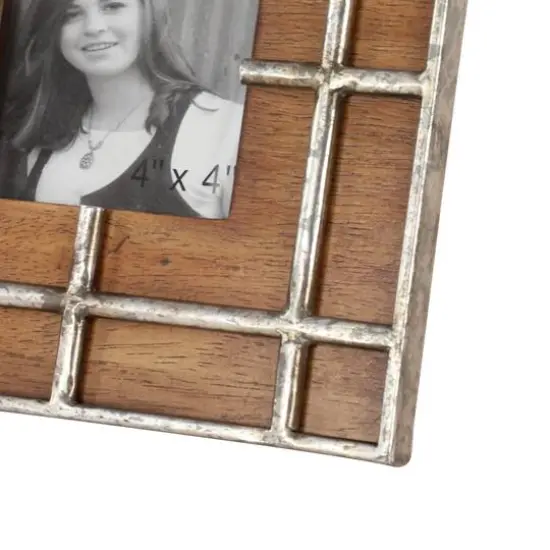 Brown Wood Grain Grid 4" x 4" Frame {4}