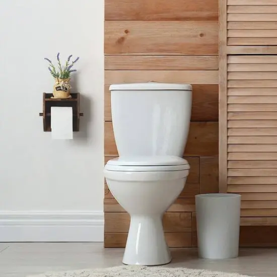 Rustic Brown Wood Toilet Paper Holder Wall Mount with Shelf {7}