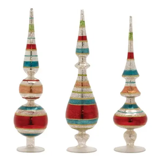 Multicolor Striped Glass Finial Set {1}