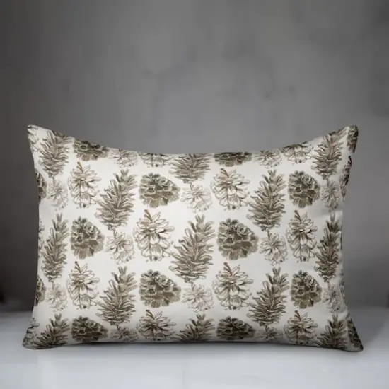 Pinecones on White Rectangle Throw Pillow {4}