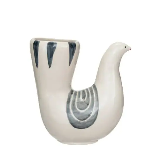 Hello Honey&reg; 7.5" White, Gray & Blue Hand-Painted Stoneware Dove Vase {1}