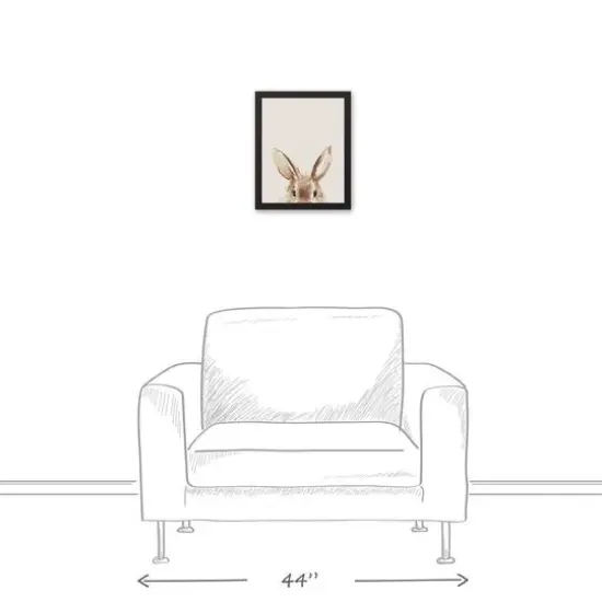Peeking Bunny 11" x 14" Black Floating Framed Canvas {6}