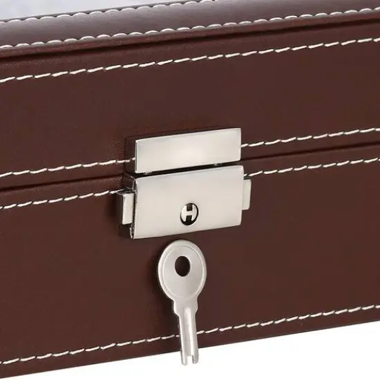 Pecan Brown Dozen Leather Watch Box {3}