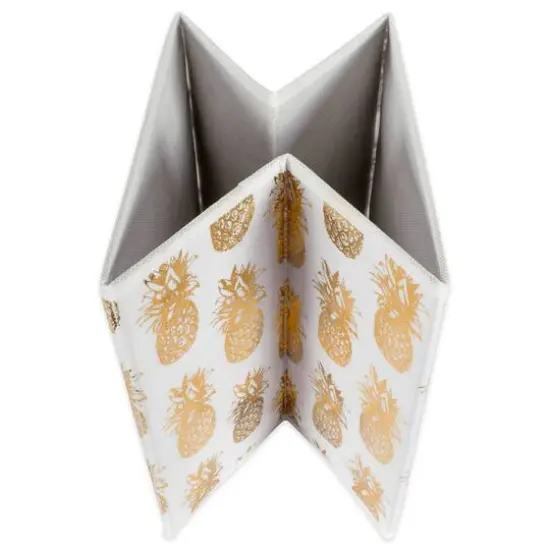 DII&reg; 11" Nonwoven Polyester White & Gold Pineapple Storage Cube, 2ct. {6}