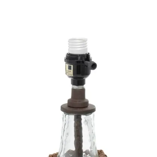 29" Brown Glass & Iron Coastal Table Lamp {5}