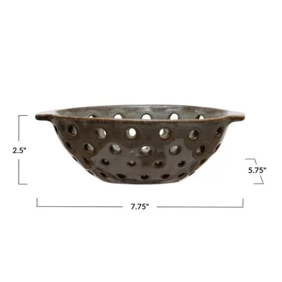 Hello Honey&reg; 8" Brown Glazed Stoneware Berry Bowl {8}