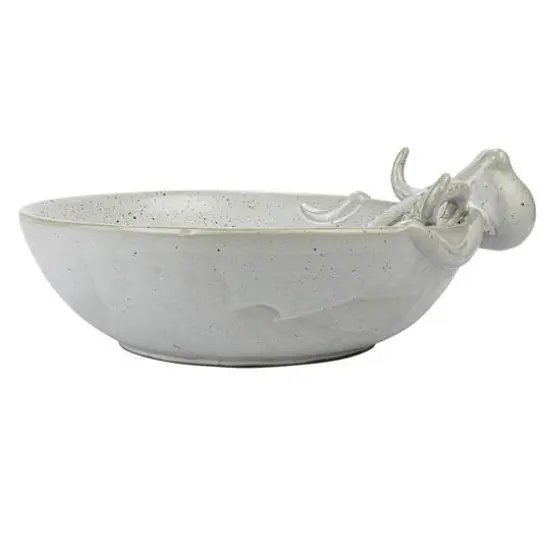 Hello Honey&reg; 13.75" White Speckled Reactive Glaze Stoneware Octopus Bowl {6}