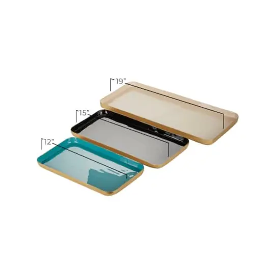 Multi Colored Metal Contemporary Tray Set {6}