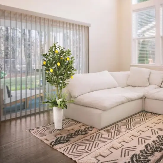 6ft. Artificial Lemon Tree in White Decorative Pot {4}