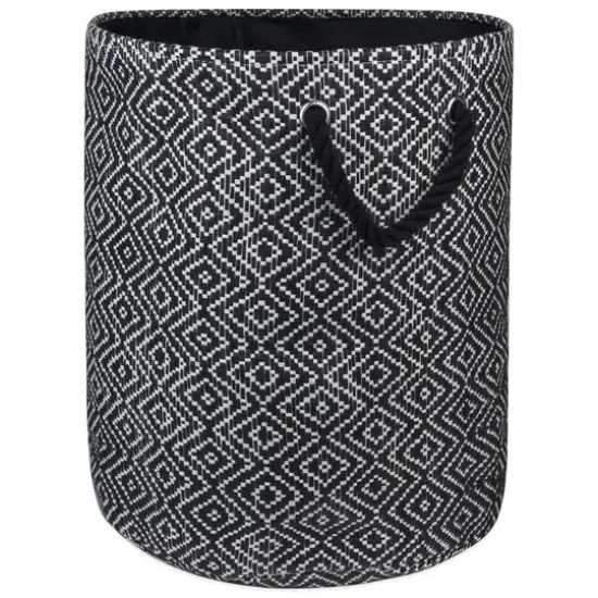 DII&reg; Medium Diamond Weave Round Paper Storage Basket Stone/Black {2}