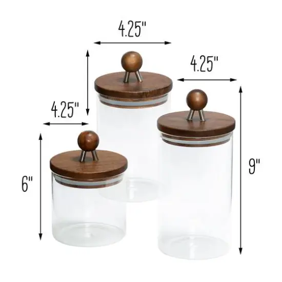 Honey Can Do Acacia Top Glass Kitchen Canister Set, 3ct. {6}