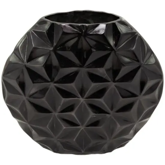 CosmoLiving by Cosmopolitan Aluminum Faceted Geometric Vase Black {1}