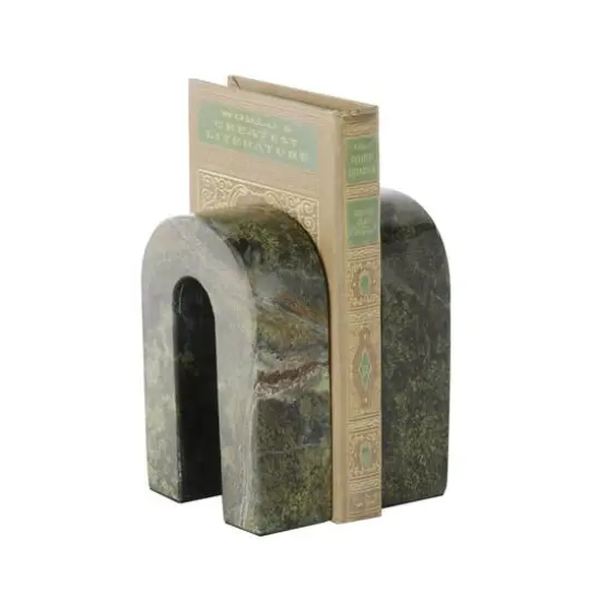 6" Green Marble Arched Bookend Set {1}