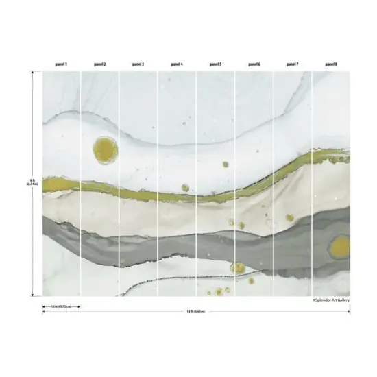 RoomMates Sea Foam Peel & Stick Wallpaper Mural Gray/Gold {6}