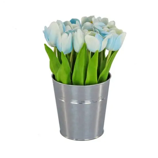 9" Tulip Bouquet in Metal Pot Pink {2}