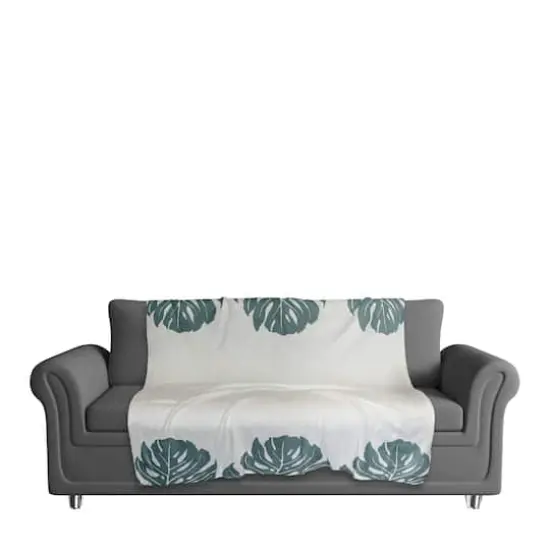 Three Leaf Monstera 50" x 60" Coral Fleece Blanket {4}