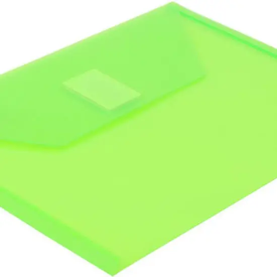 JAM Paper 5.5" x 7.5" Plastic Booklet Envelopes with Hook & Loop Closure, 24ct. Lime Green {5}
