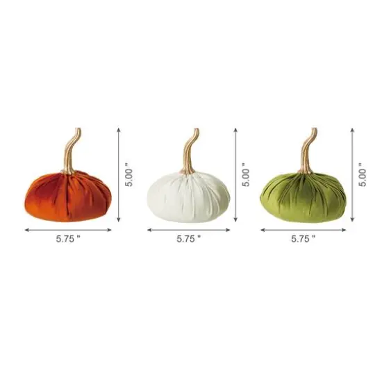 Glitzhome&reg; Colorful Velvet Pumpkins Set {4}