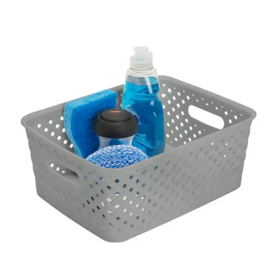 Simplify 10" Small Wicker Storage Bin Gray {4}