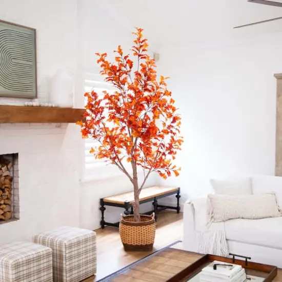 9ft. Potted Artificial Autumn Oak Tree {3}