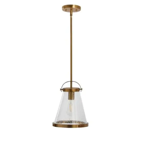 Hello Honey® Robert Stevenson Lighting Wesley Metal & Seedy Glass Ceiling Light Brushed Gold {10}