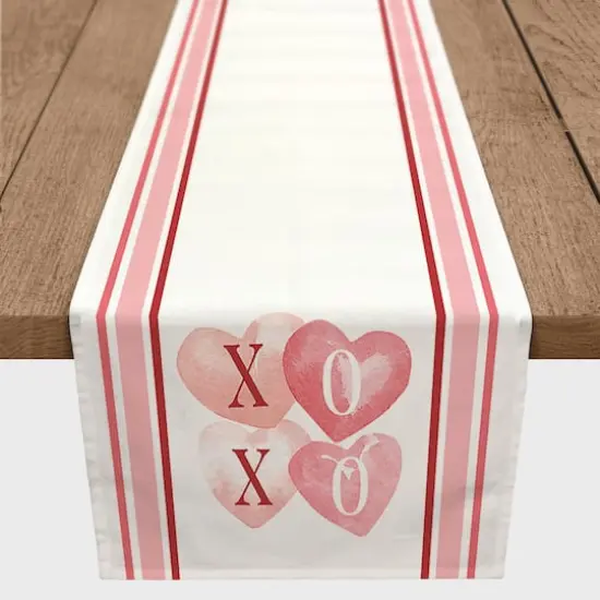 90" Poly Twill XOXO Hearts & Stripes Table Runner {3}