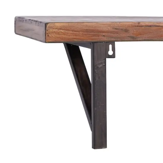 Brown Wood Industrial Wall Shelf Set {7}