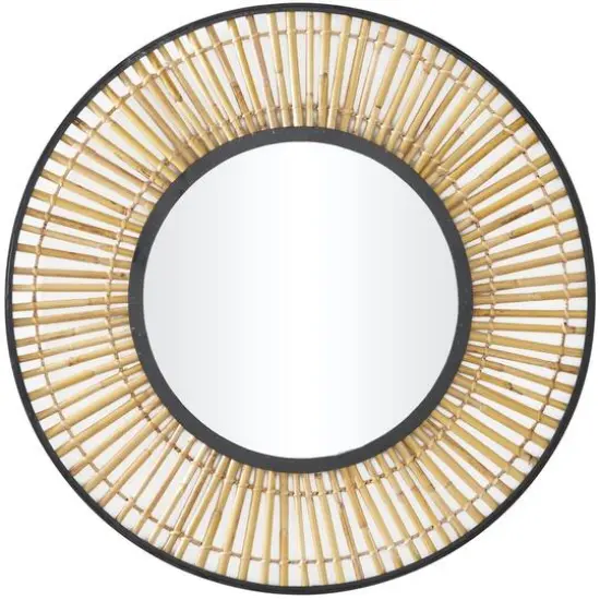 Brown Metal Handmade Weaved Frame Wall Mirror 28" x 1" x 28" {1}