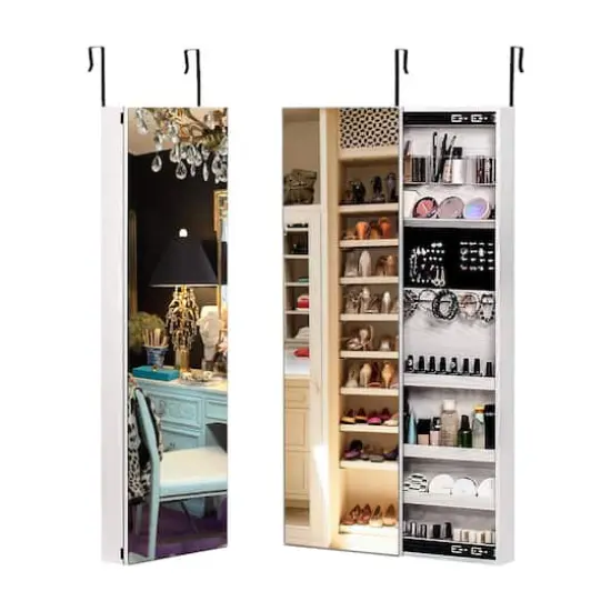 Mountain Home Elegant White Over-the-Door Mounted Jewelry Armoire {5}