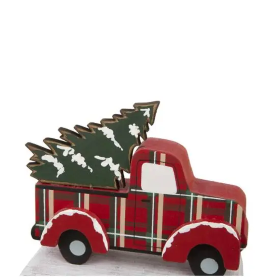 Glitzhome&reg; 6" Red Truck & Tree Stocking Holder {7}