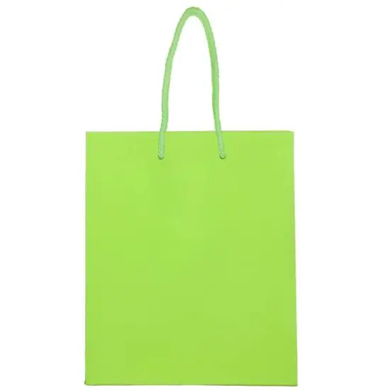 JAM Paper Medium Glossy Gift Bags, 6ct. Lime Green {4}