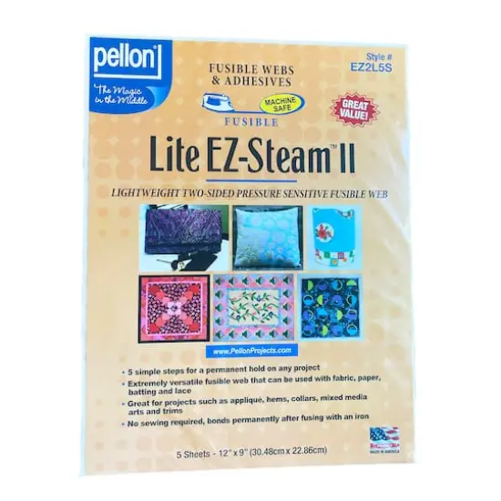 Pellon&reg; Lite EZ-Steam&reg; II 12" x 9" Double-Sided Fusible Web Sheets, 5ct. {1}