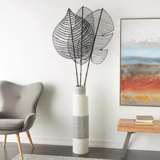 79" Black Bamboo Wood Handmade Woven Leaf Set {3}