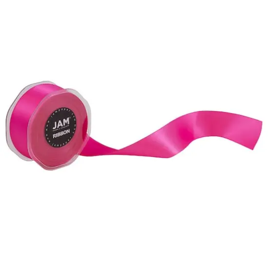 JAM Paper 1.5" x 25yd. Double Faced Satin Ribbon Shocking Pink {5}