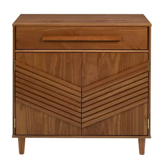 Walker Edison 32" Caramel Chevron Wood Detail Accent Cabinet {3}