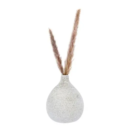 Hello Honey&reg; White 6.7" Small Textured Terracotta Vase with Narrow Top {6}