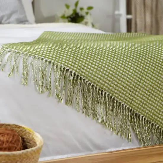 DII&reg; Antique Green & White Waffle Knit Throw {9}