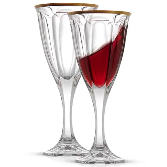 JoyJolt&reg; 8oz. Gold Rimmed Windsor Crystal Red Wine Glasses, 2ct. {1}