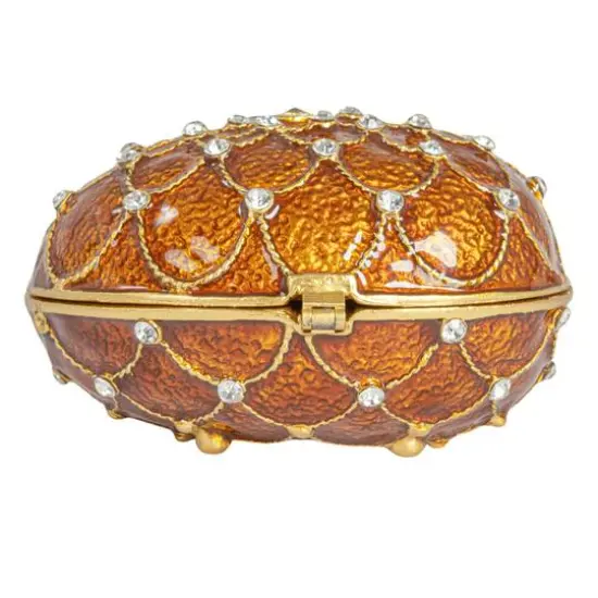 Hello Honey&reg; 3.5" Amber Jeweled Egg Trinket Box {7}